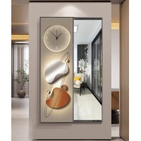 Orange Gorgeous Mirrior Art Painting With Clock  80*150 Cm 